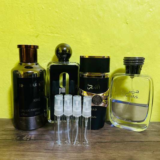 Cuatro Muestras Perfumes Arabes (Bharara King+Asad+9pm+Hawas) Para Hombre