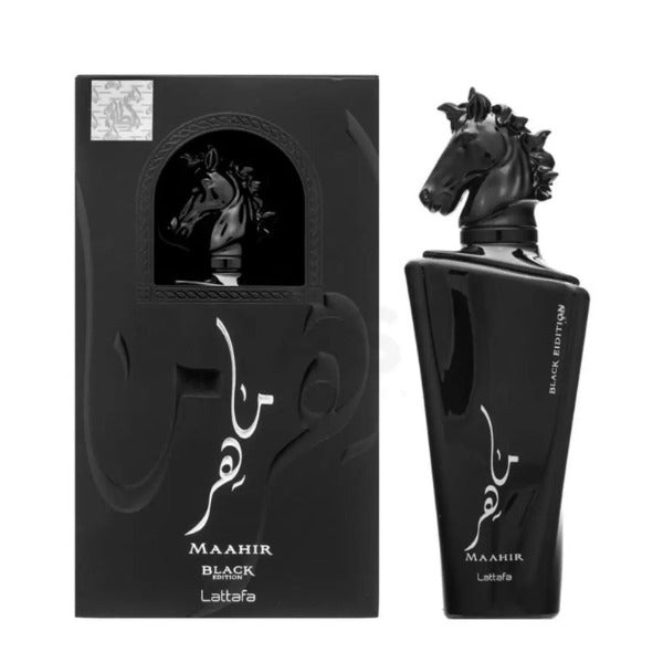 Maahir Black Edition Lattafa 100 ml Perfume Árabe para Hombre