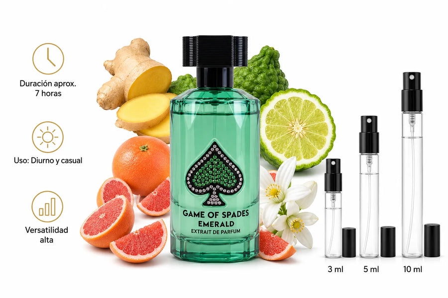 Jo Milano Game of Spades Emerald Extrait Decant (muestra) hombre y mujer