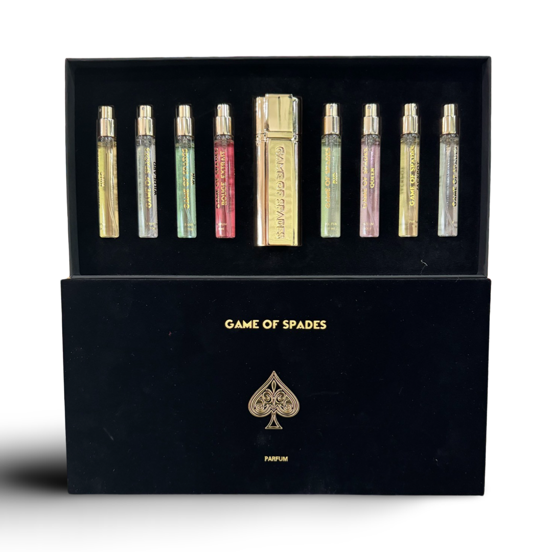 Set Perfumes Game Of Spade Discovery Set Mini 9pz 10ml C/u hombre y mujer